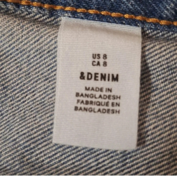 & Denim  button fly distressed bias cut jean skirt SZ 8 - Picture 7 of 7